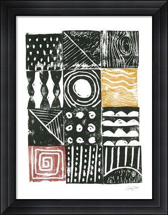 Framed Block Print I Red Yellow Print