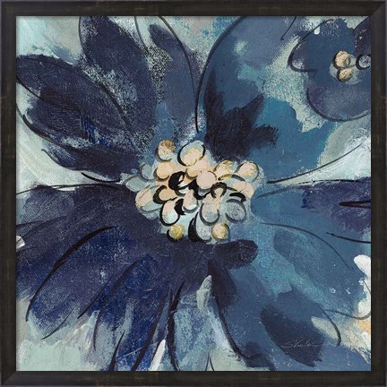 Framed Inky Floral III Cool Print
