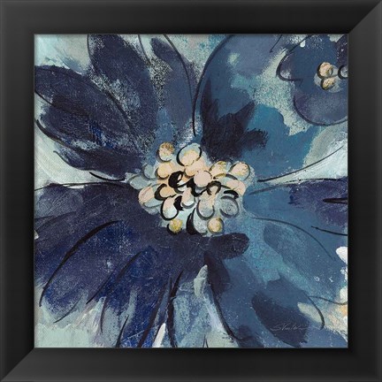 Framed Inky Floral III Cool Print