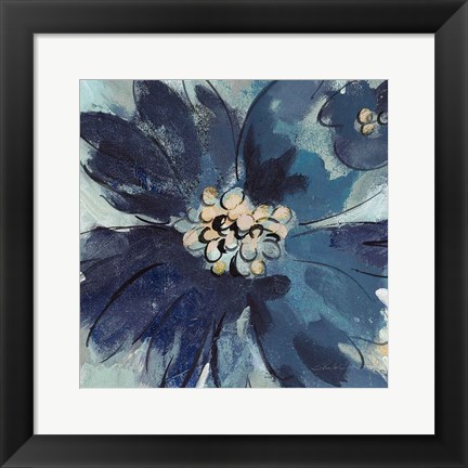 Framed Inky Floral III Cool Print