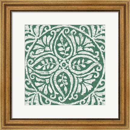 Framed Amadora Dark Green Tile IV Print
