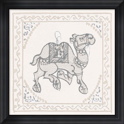 Framed Winter Caravan Camel Print