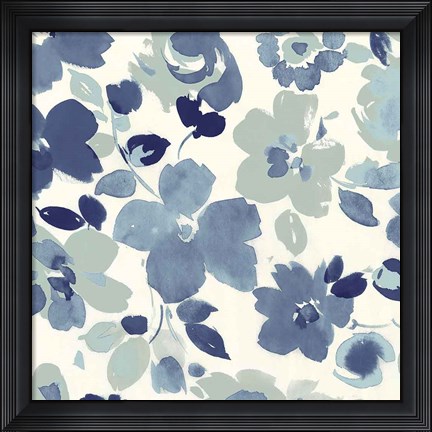 Framed Soft Blue Florals III Print