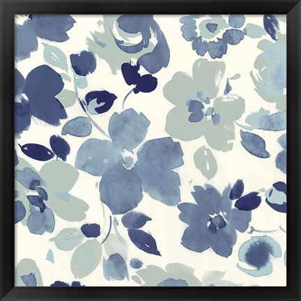 Framed Soft Blue Florals III Print