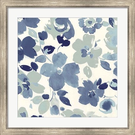 Framed Soft Blue Florals III Print