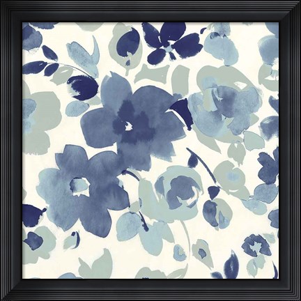 Framed Soft Blue Florals II Print