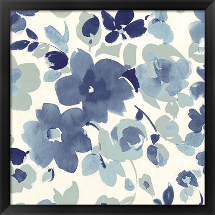 Framed Soft Blue Florals II Print