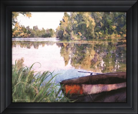 Framed Rowboat Pond Landscape Print