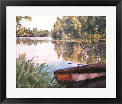 Framed Rowboat Pond Landscape Print