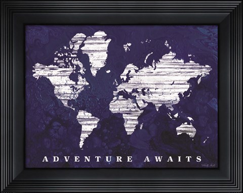 Framed Adventure Awaits Map Print