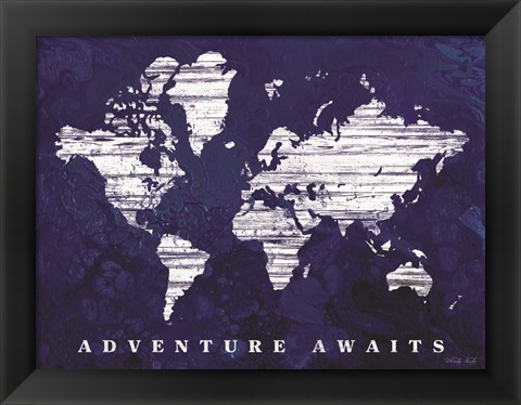 Framed Adventure Awaits Map Print