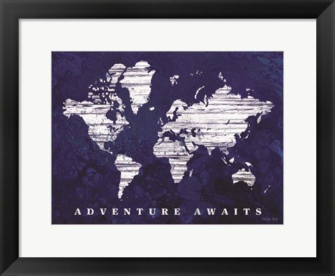 Framed Adventure Awaits Map Print