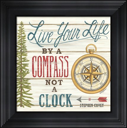 Framed Compass Not a Clock Print