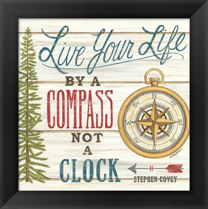 Framed Compass Not a Clock Print