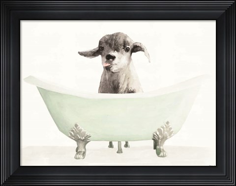 Framed Vintage Tub with Goat Print