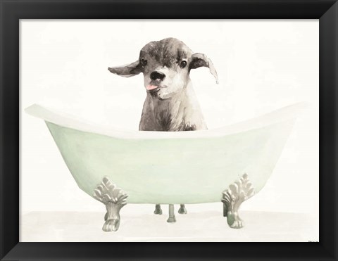 Framed Vintage Tub with Goat Print