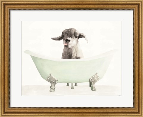 Framed Vintage Tub with Goat Print