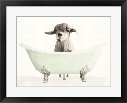 Framed Vintage Tub with Goat Print