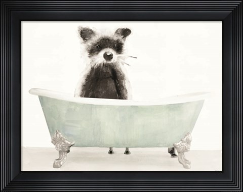 Framed Vintage Tub with Racoon Print