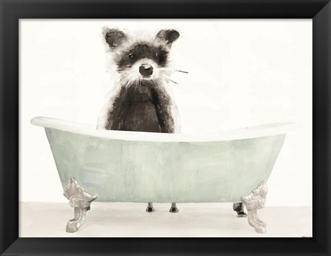 Framed Vintage Tub with Racoon Print