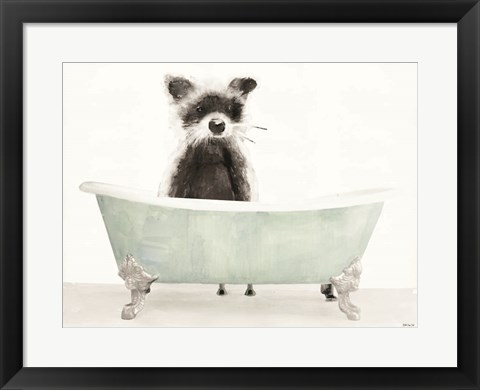 Framed Vintage Tub with Racoon Print