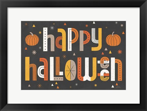 Framed Retro Halloween I Black Print