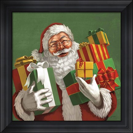 Framed Holiday Santa IV Print