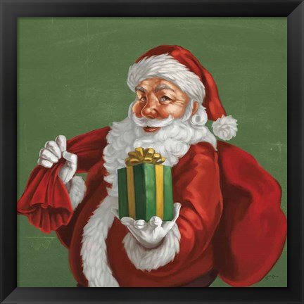 Framed Holiday Santa I Print