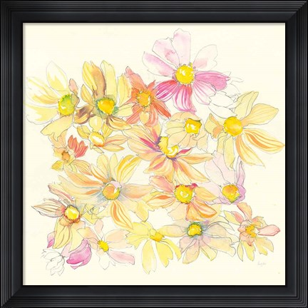 Framed Pastel Garden Daisies Print