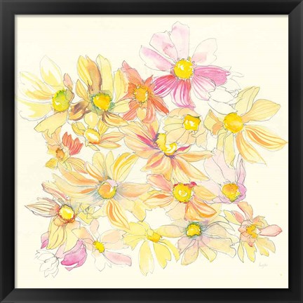 Framed Pastel Garden Daisies Print