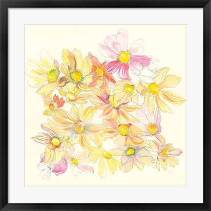 Framed Pastel Garden Daisies Print