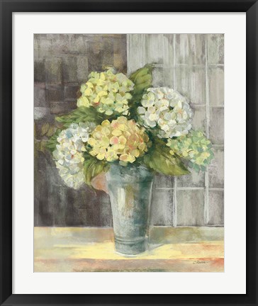 Framed Yellow Hydrangea Gray Print