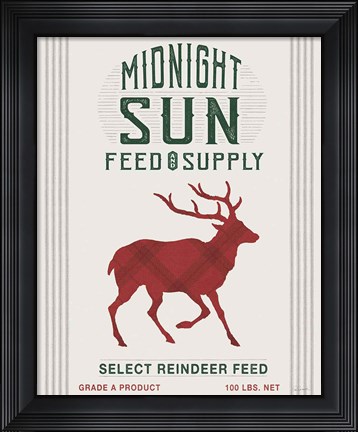 Framed Midnight Sun Reindeer Feed Print