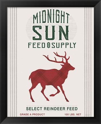 Framed Midnight Sun Reindeer Feed Print