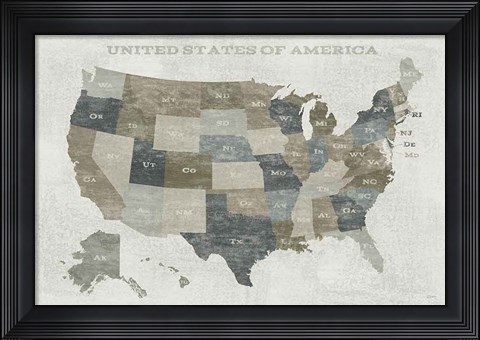 Framed Slate US Map Print
