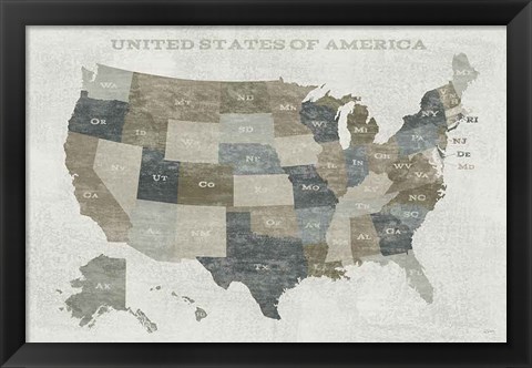 Framed Slate US Map Print