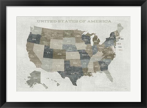 Framed Slate US Map Print