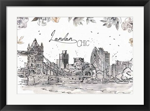 Framed Skyline Sketches IV Print