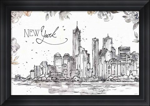 Framed Skyline Sketches I Print