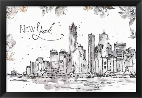 Framed Skyline Sketches I Print