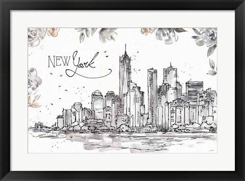 Framed Skyline Sketches I Print