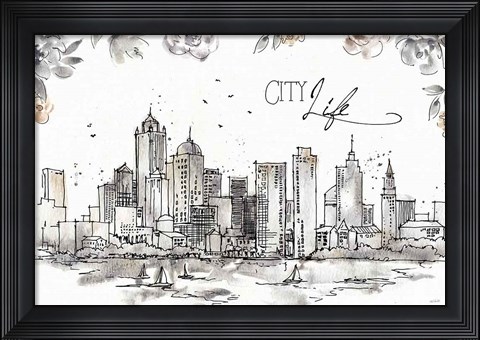 Framed Skyline Sketches III Print