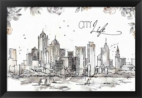 Framed Skyline Sketches III Print