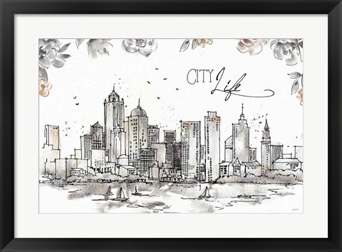 Framed Skyline Sketches III Print