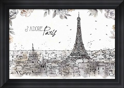 Framed Skyline Sketches II Print