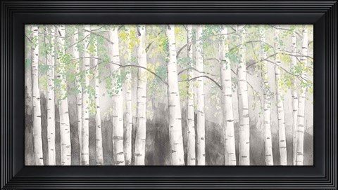 Framed Soft Birches Charcoal Print