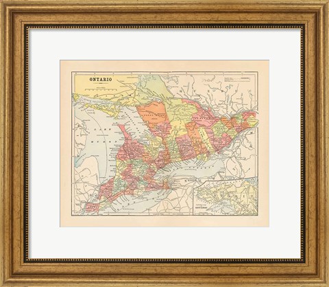 Framed Map of Ontario Print