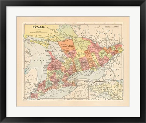 Framed Map of Ontario Print