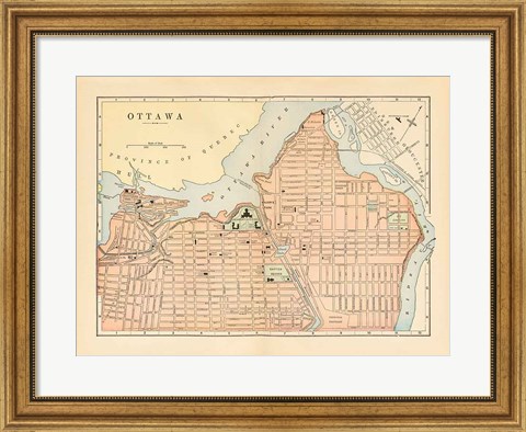 Framed Map of Ottawa Print
