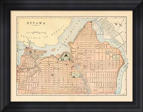 Framed Map of Ottawa Print